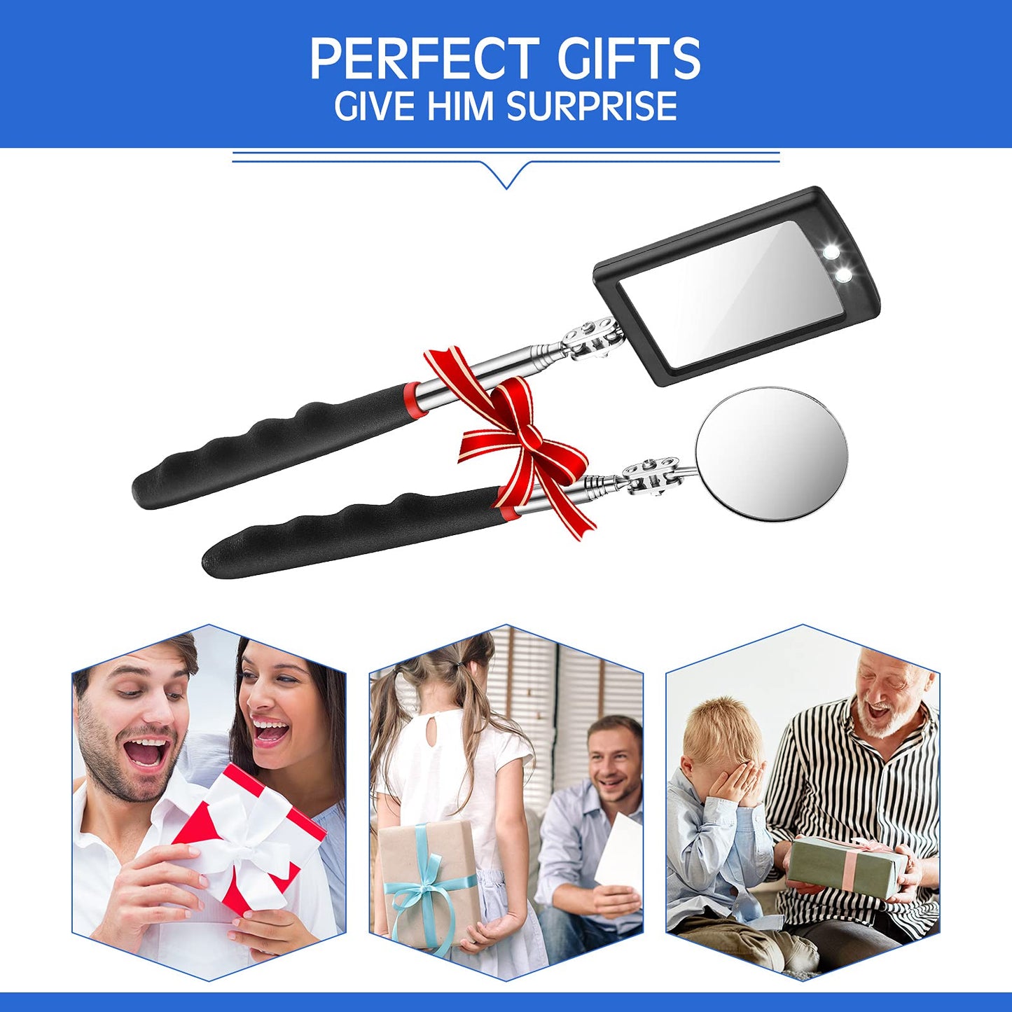 2-Piece LED Telescoping Inspection Mirror Set