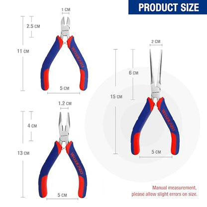 3-Piece Mini Pliers Set for Crafts & Repairs