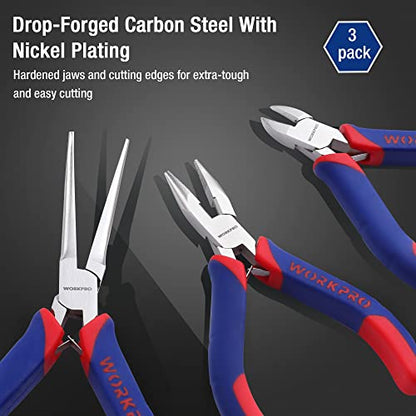 3-Piece Mini Pliers Set for Crafts & Repairs