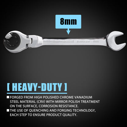Metric Flex-Head Ratcheting Wrench