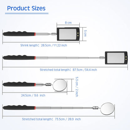 2-Piece LED Telescoping Inspection Mirror Set