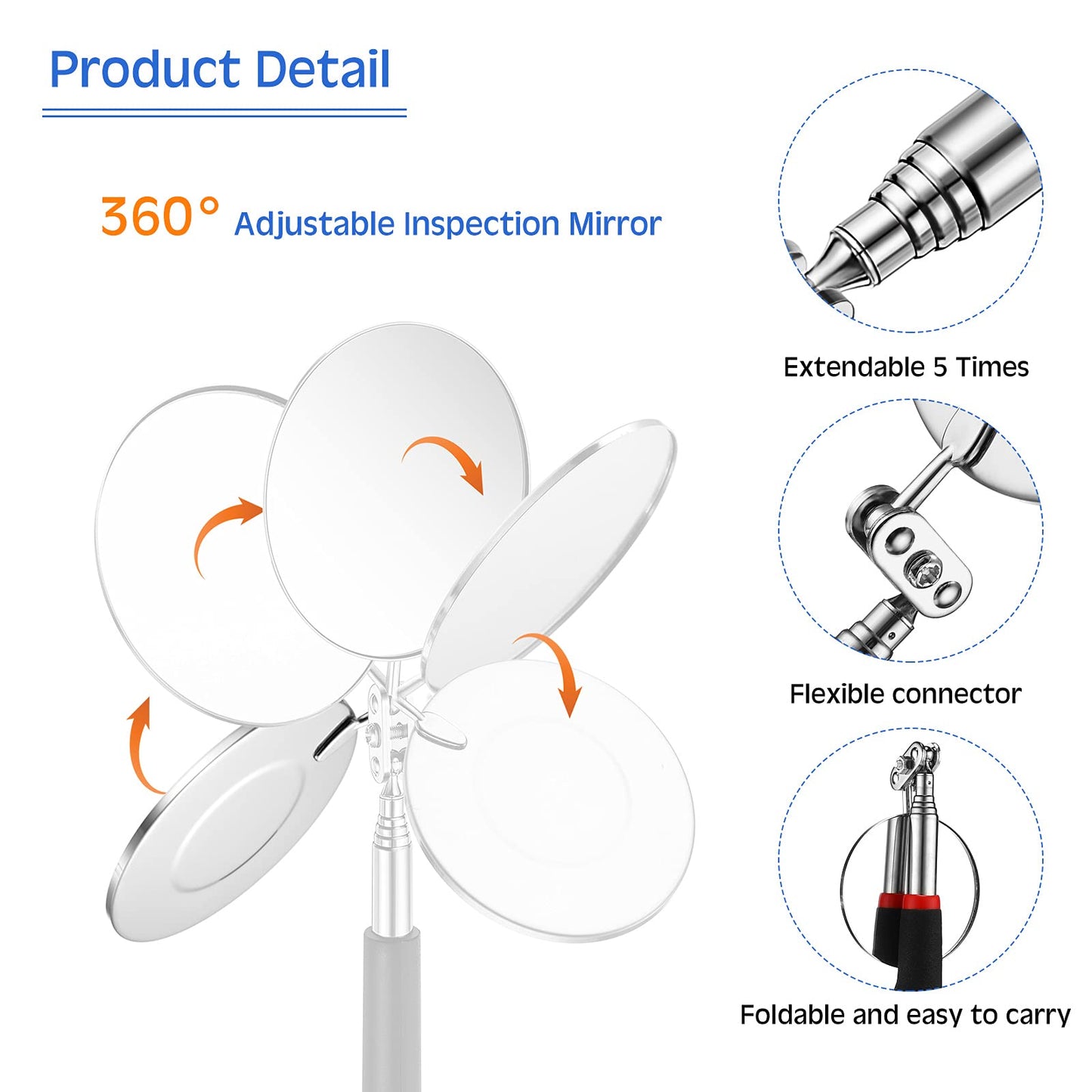 2-Piece LED Telescoping Inspection Mirror Set