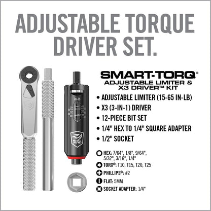 Adjustable Torque Driver Kit with Bit Set