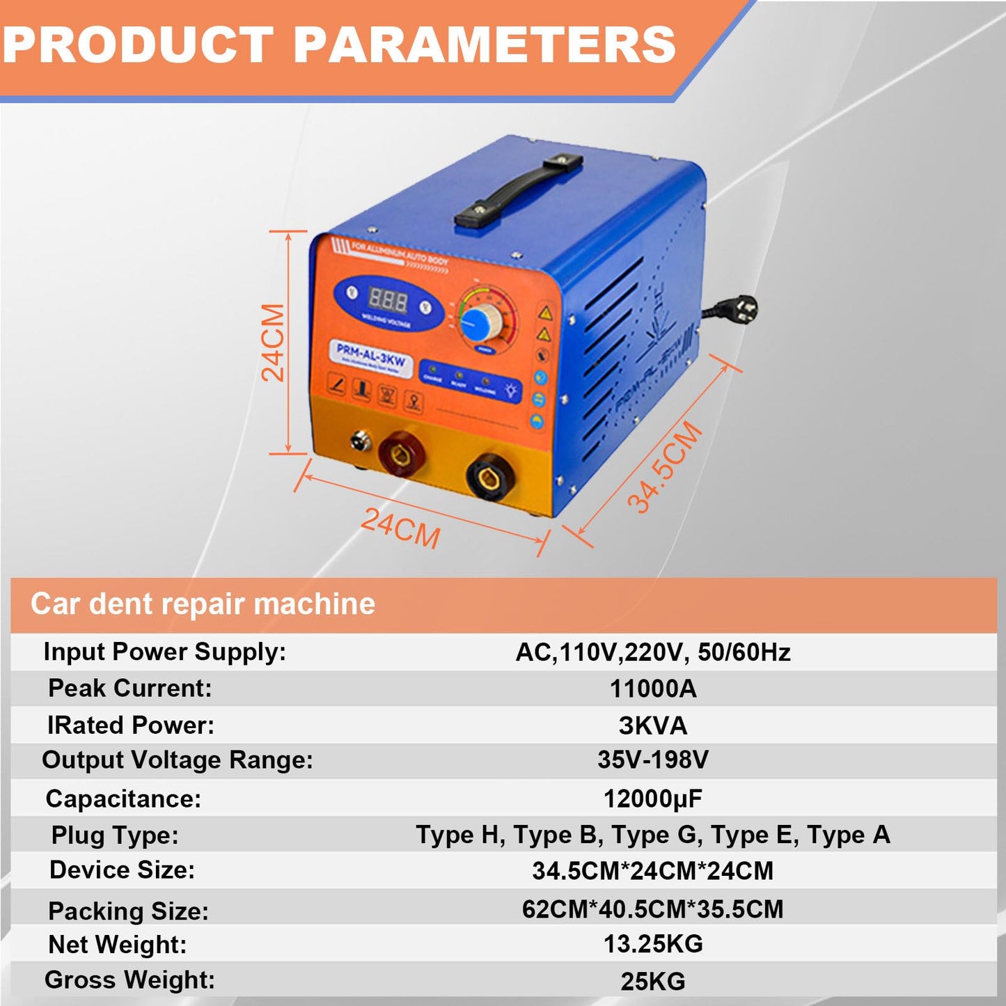 3000W Aluminum Dent Repair Spot Welder Kit