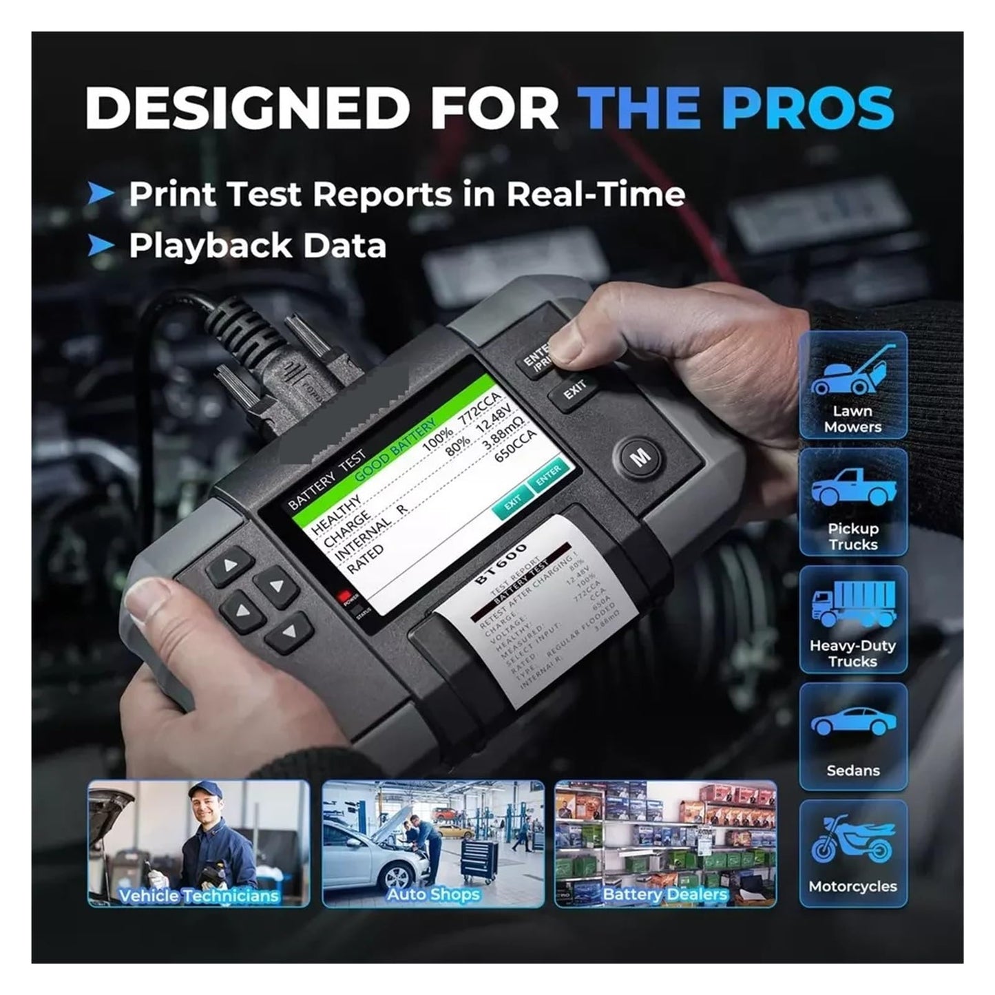 12V/24V Automotive Battery Analyzer with Printer