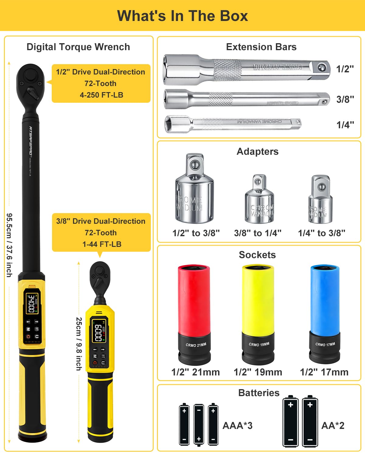 Digital Torque Wrench Set with LCD Display