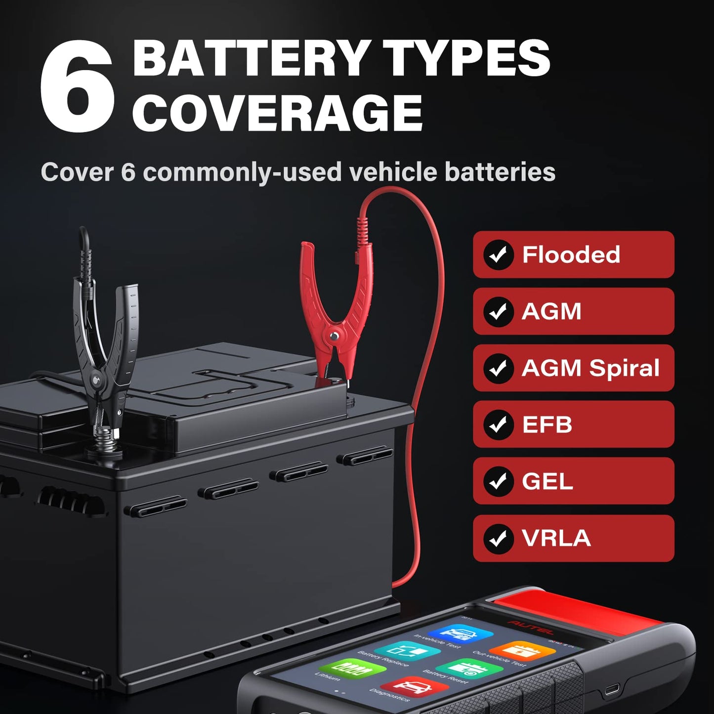 6V/12V Battery Analyzer & OBD2 Scanner