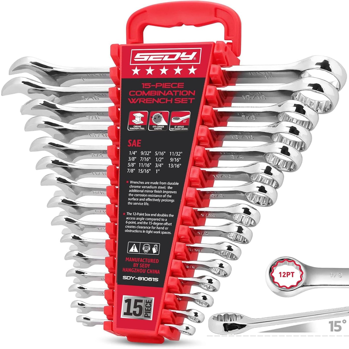 Combination Wrench Set with Magnetic Organizer