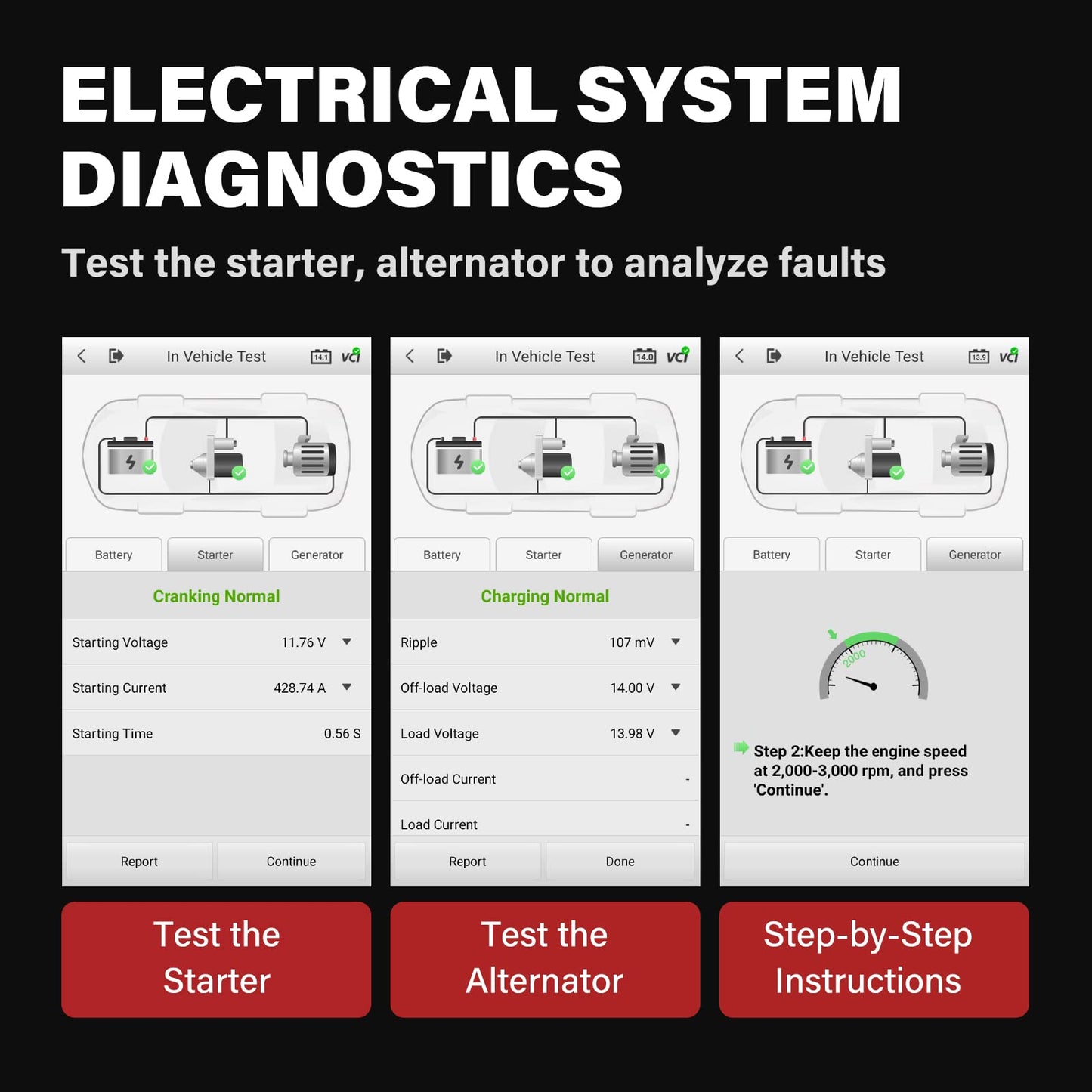 6V/12V Battery Analyzer & OBD2 Scanner