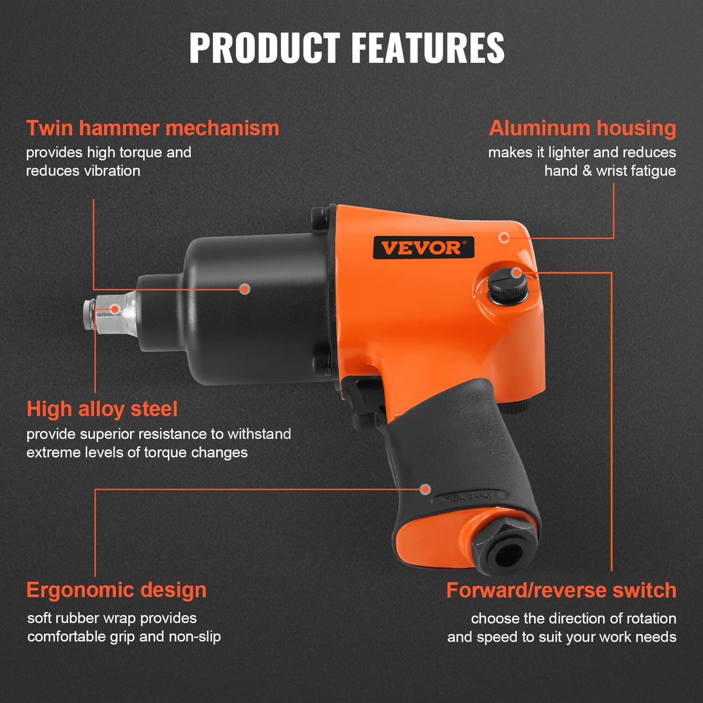 Lightweight Pneumatic Air Impact Wrench