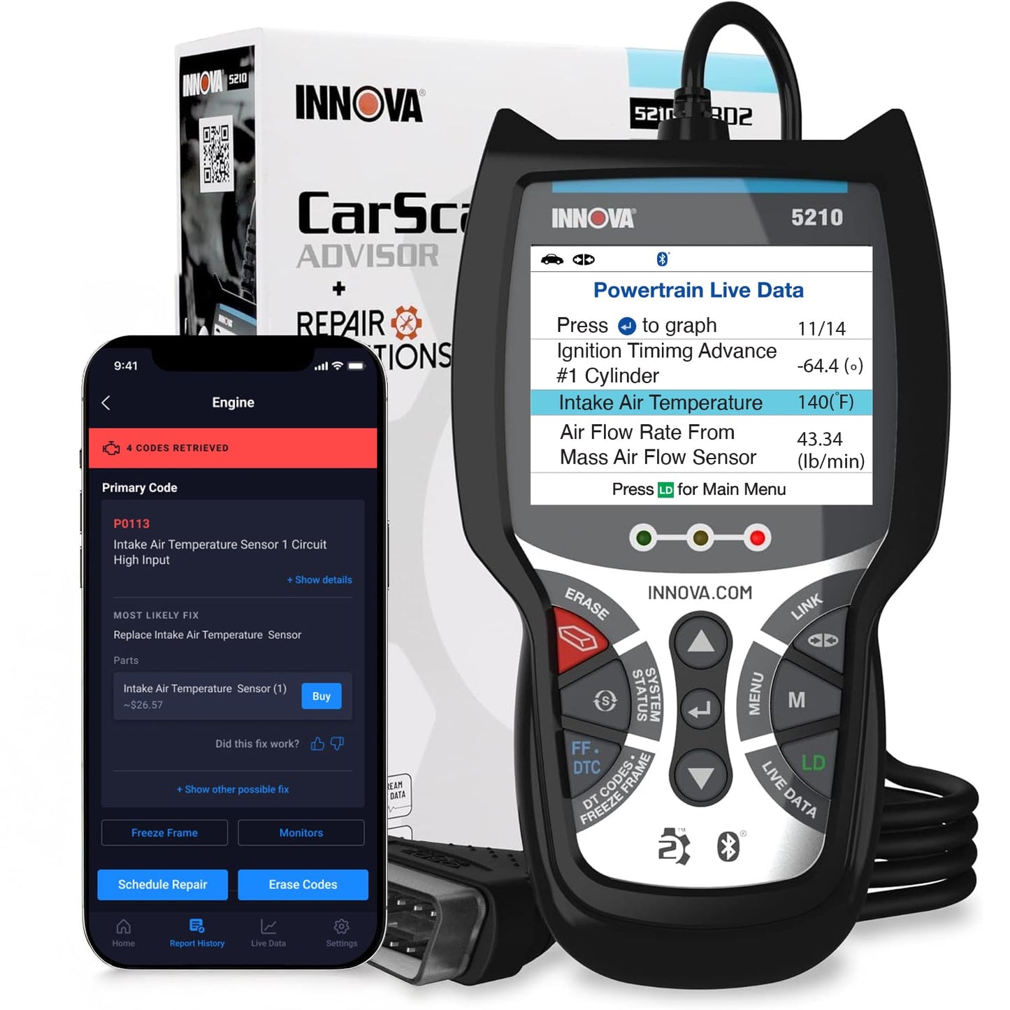 OBD2 Scanner & Engine Code Reader with Battery Test
