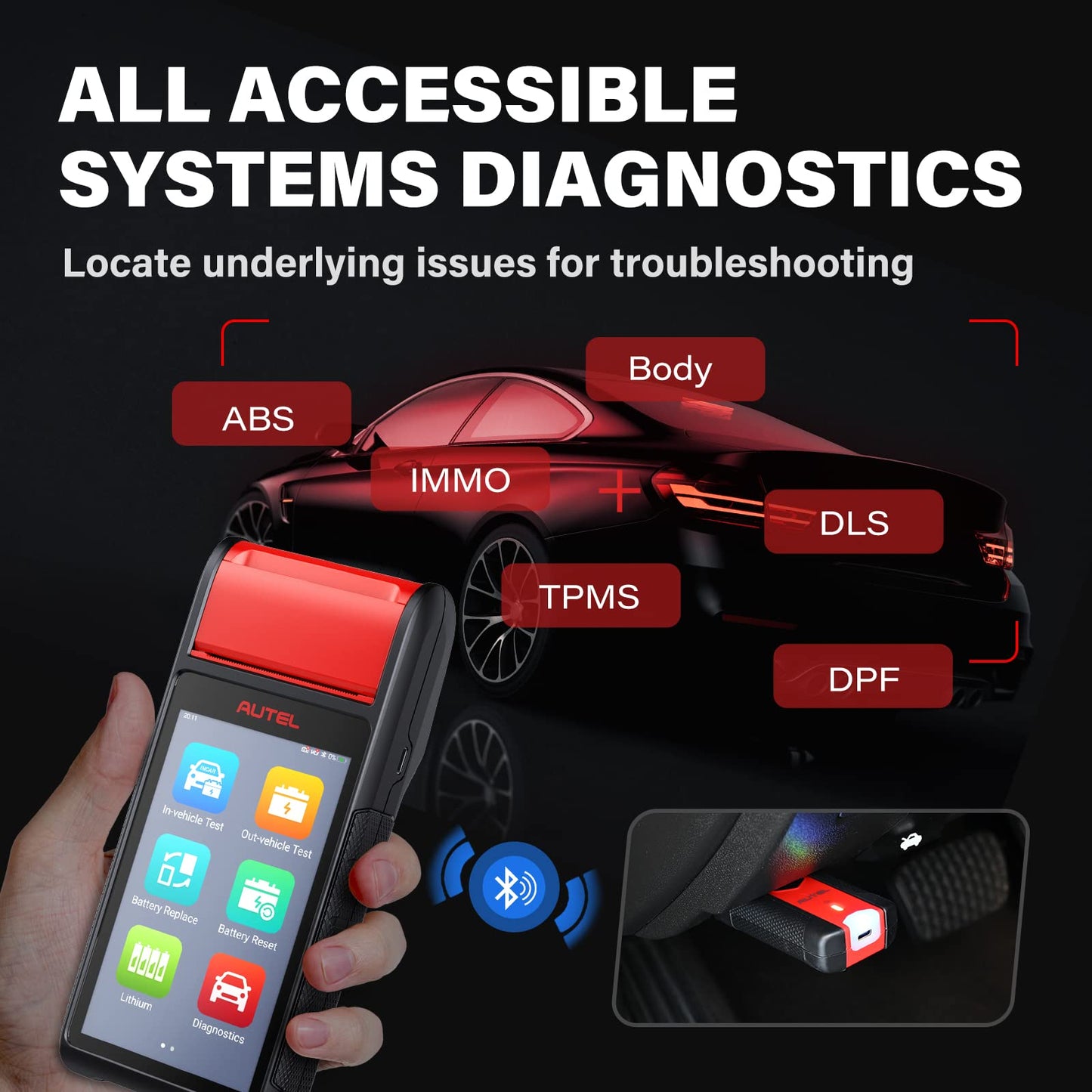 6V/12V Battery Analyzer & OBD2 Scanner