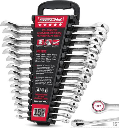 Combination Wrench Set with Magnetic Organizer