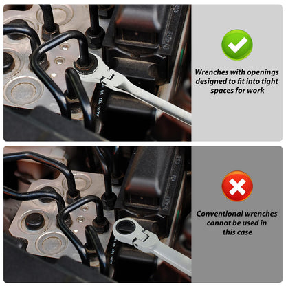 Metric Flex-Head Ratcheting Wrench
