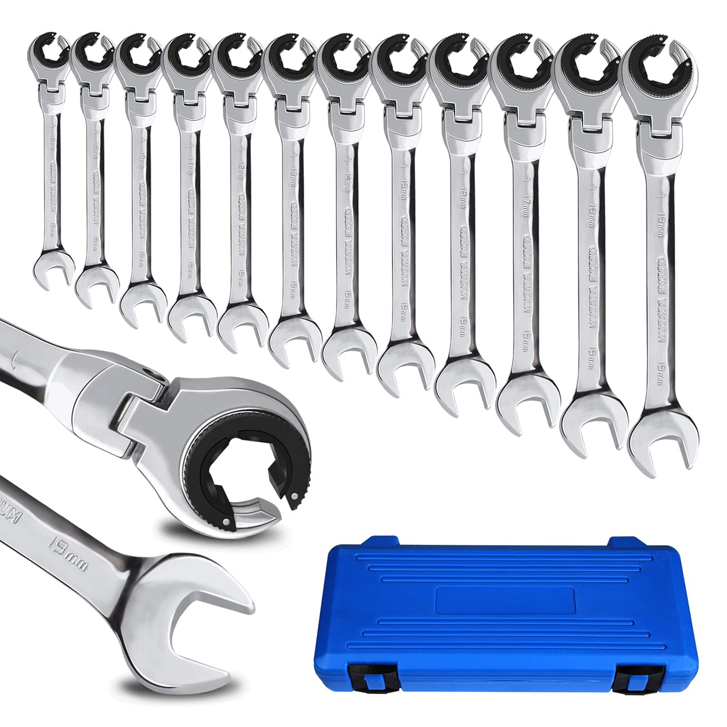 Metric Flex-Head Ratcheting Wrench