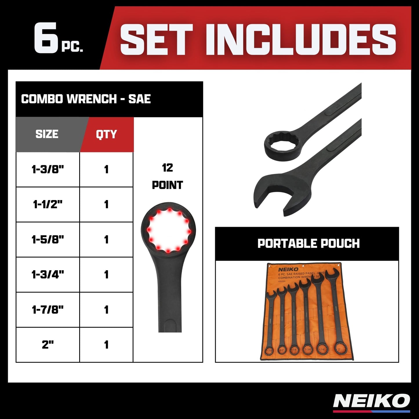 Jumbo Heavy Duty Combination Wrench Set