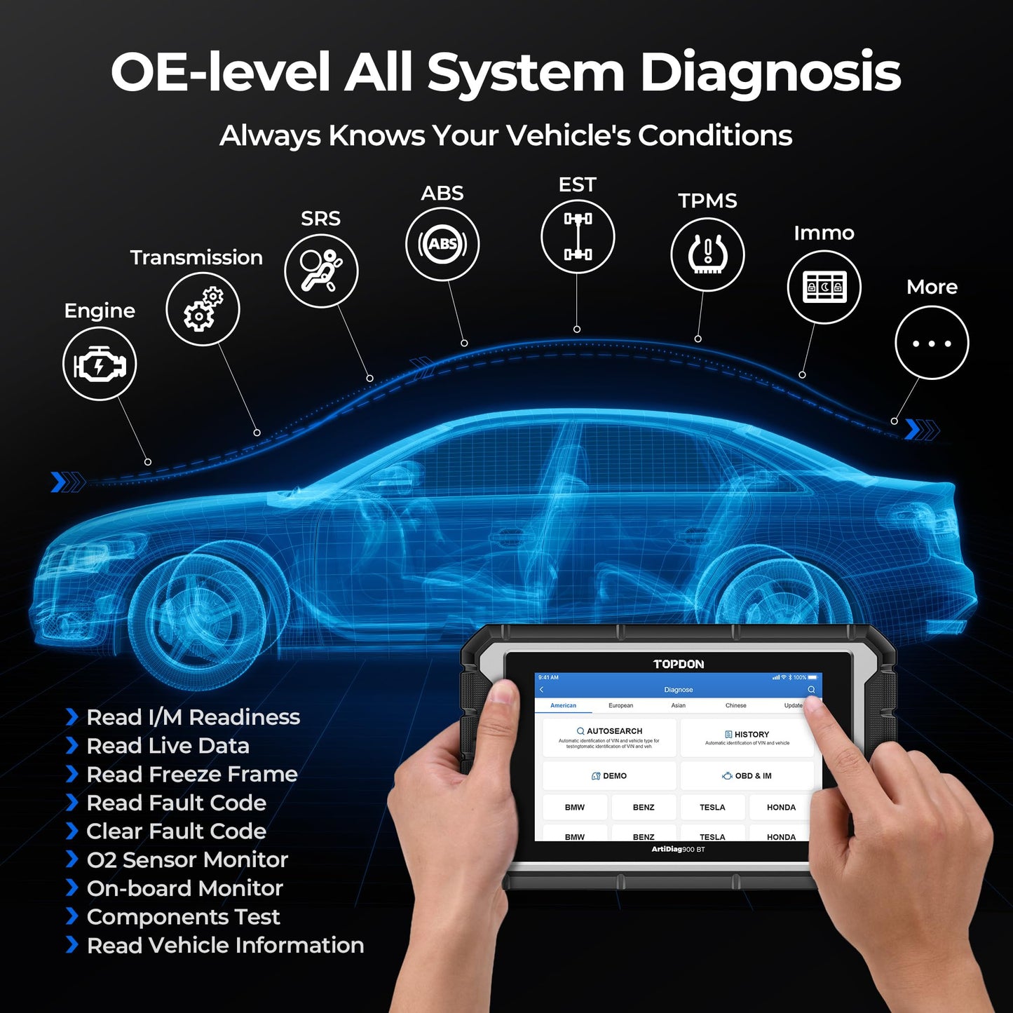 Wireless OBD2 Diagnostic Scanner with ECU Coding