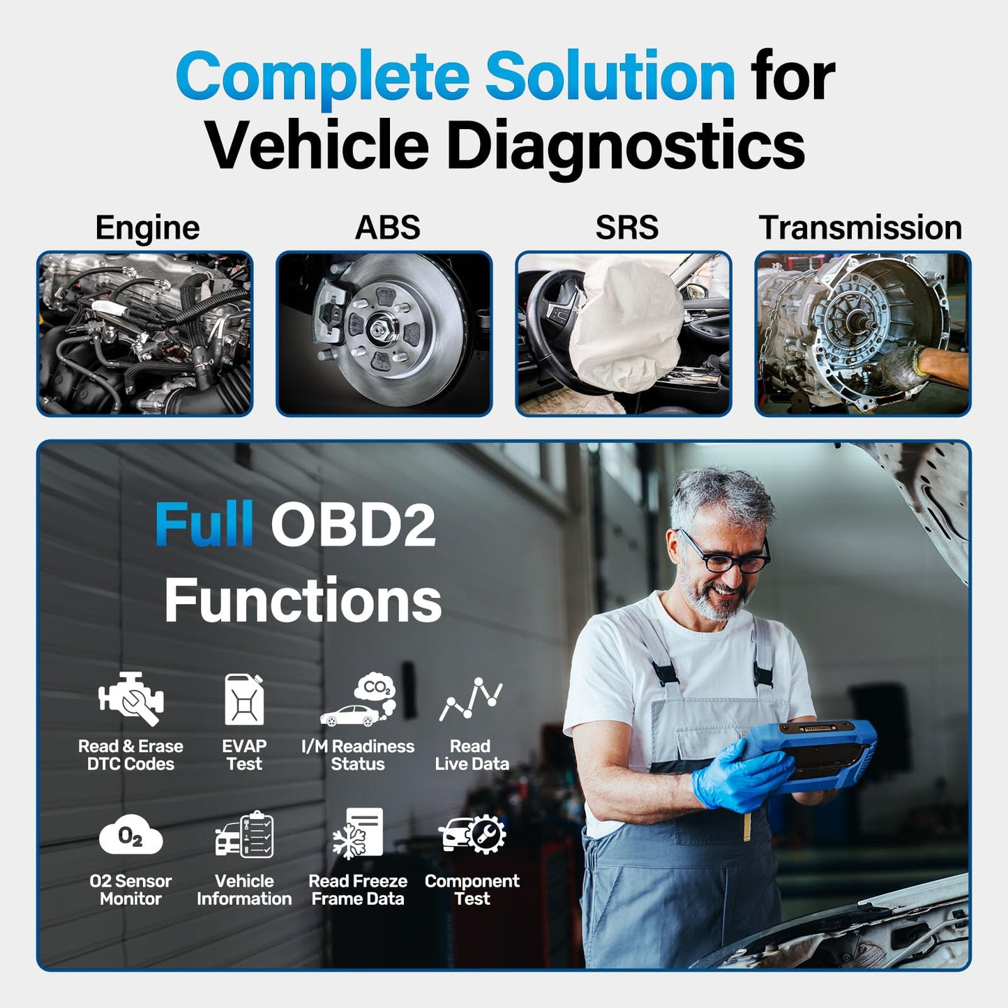 OBD2 Diagnostic Scanner with ABS & Reset Functions