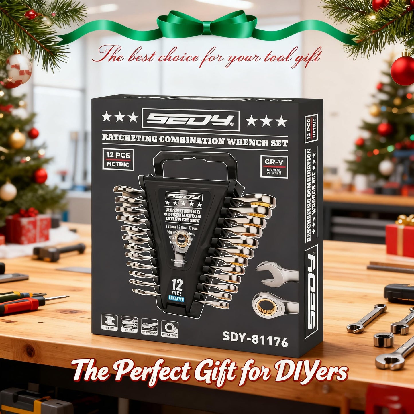 Combination Wrench Set with Magnetic Organizer