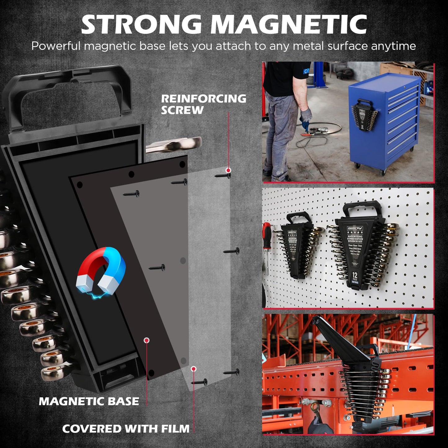 Combination Wrench Set with Magnetic Organizer