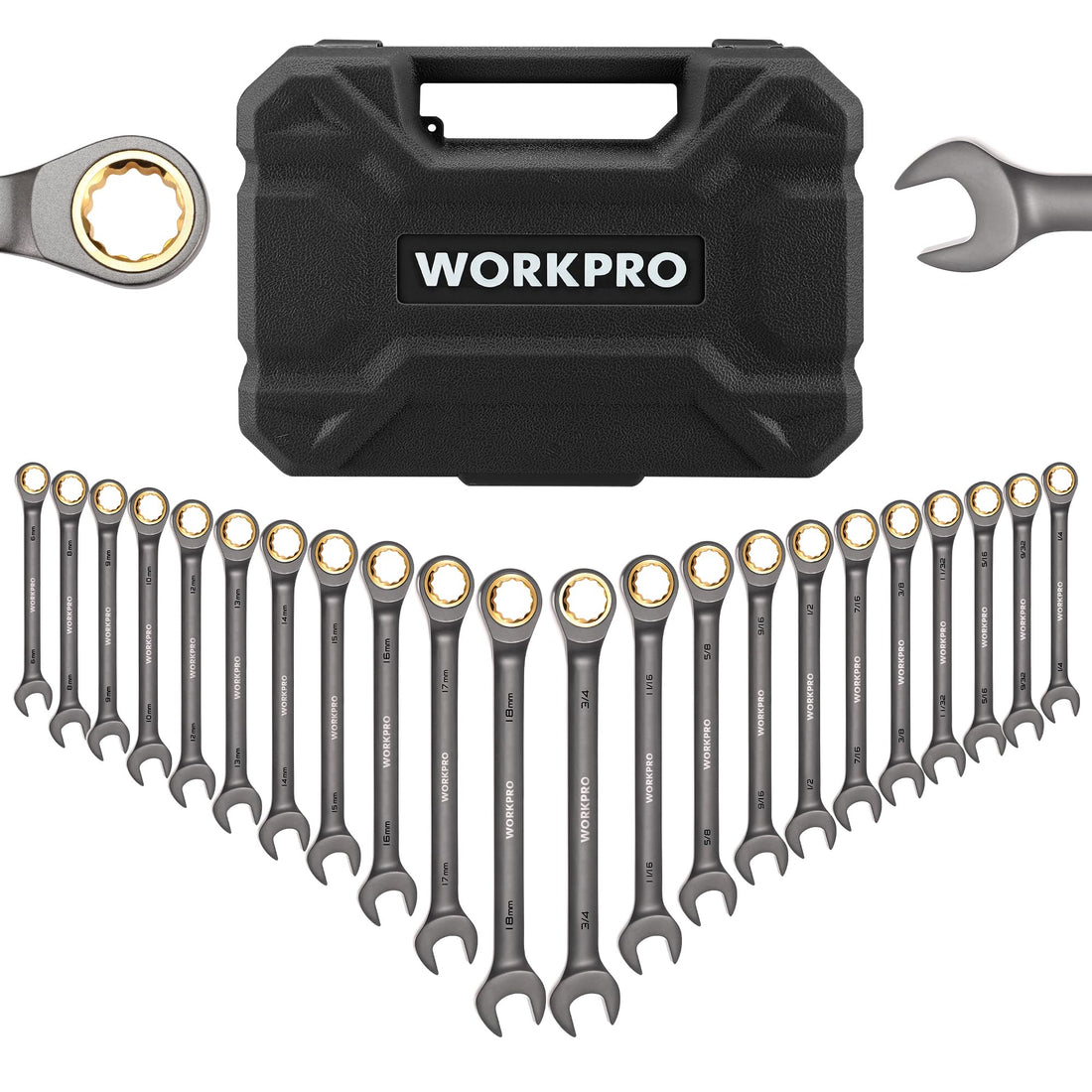 22-Piece Ratcheting Wrench Set with Organizer Box