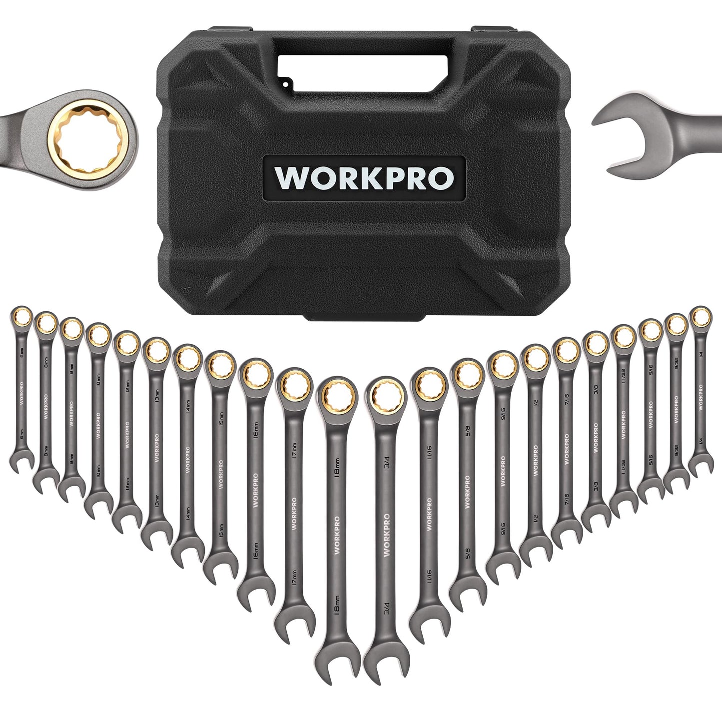 22-Piece Ratcheting Wrench Set with Organizer Box