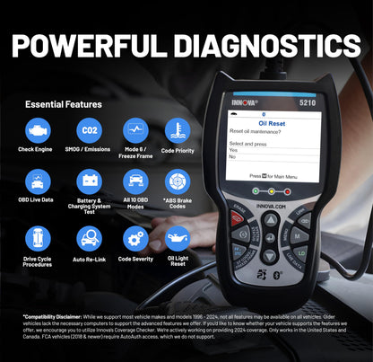 OBD2 Scanner & Engine Code Reader with Battery Test