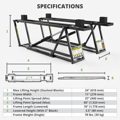 Portable Car Lift with 110V Power Unit