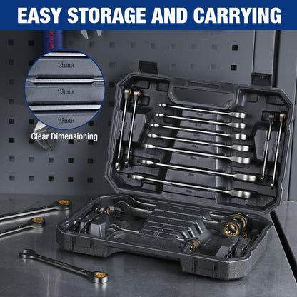 22-Piece Ratcheting Wrench Set with Organizer Box