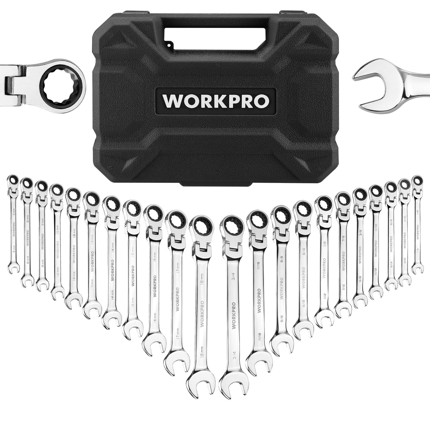22-Piece Ratcheting Wrench Set with Organizer Box