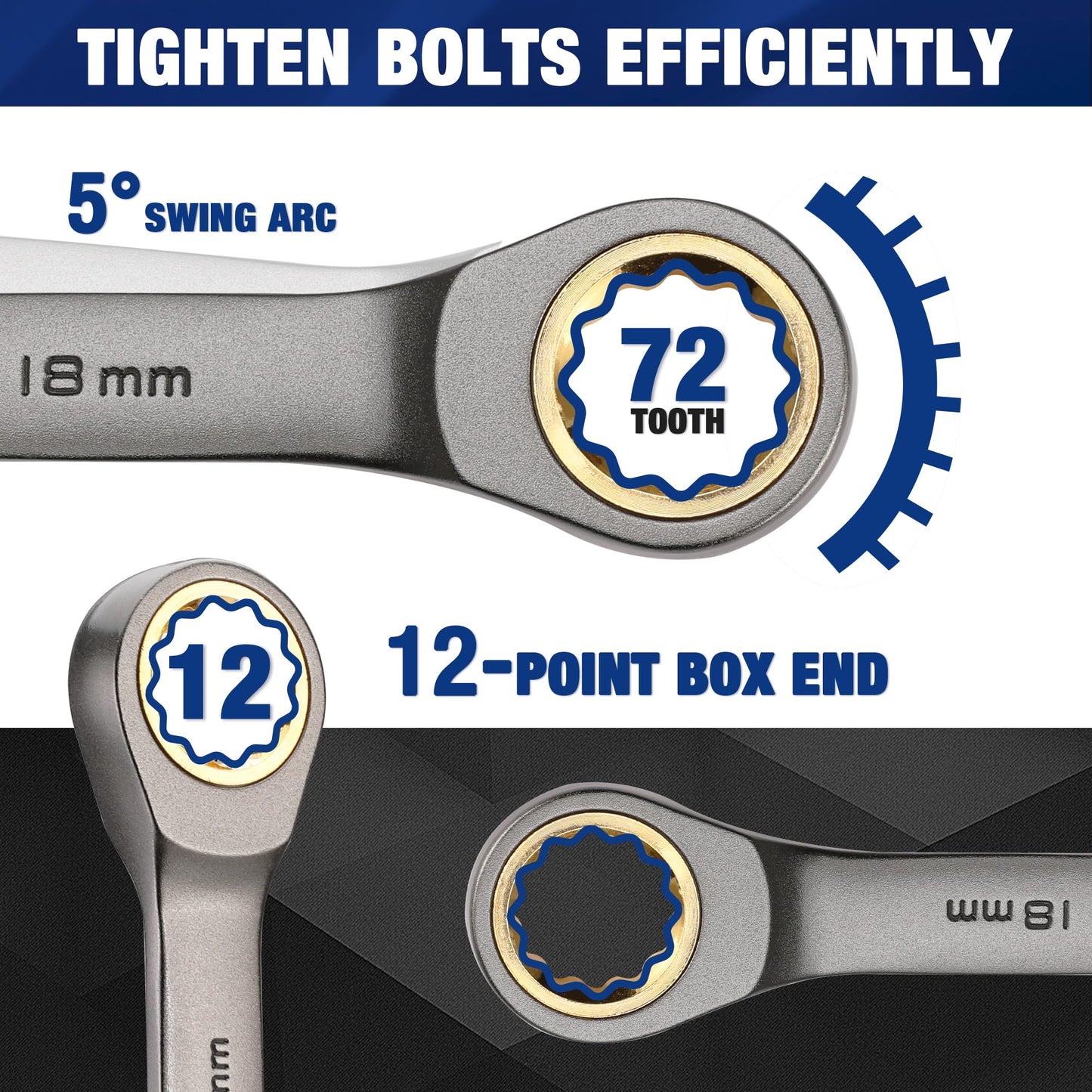 22-Piece Ratcheting Wrench Set with Organizer Box