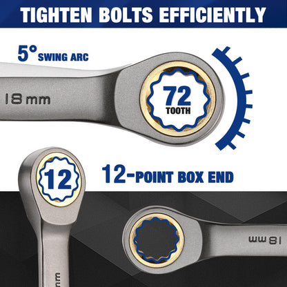 22-Piece Ratcheting Wrench Set with Organizer Box