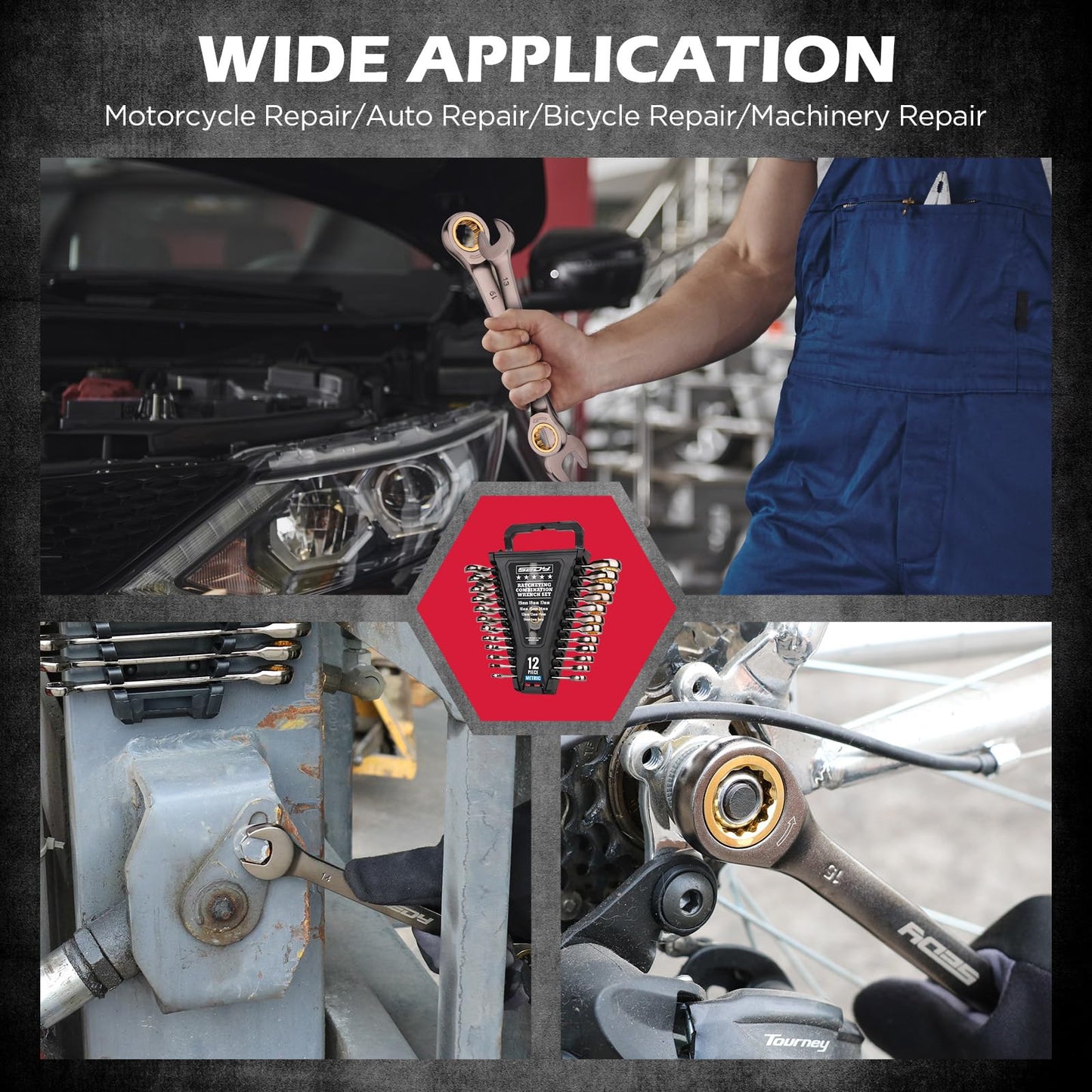 Combination Wrench Set with Magnetic Organizer