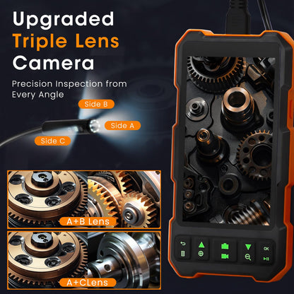 Triple Lens Industrial Inspection Camera with Light
