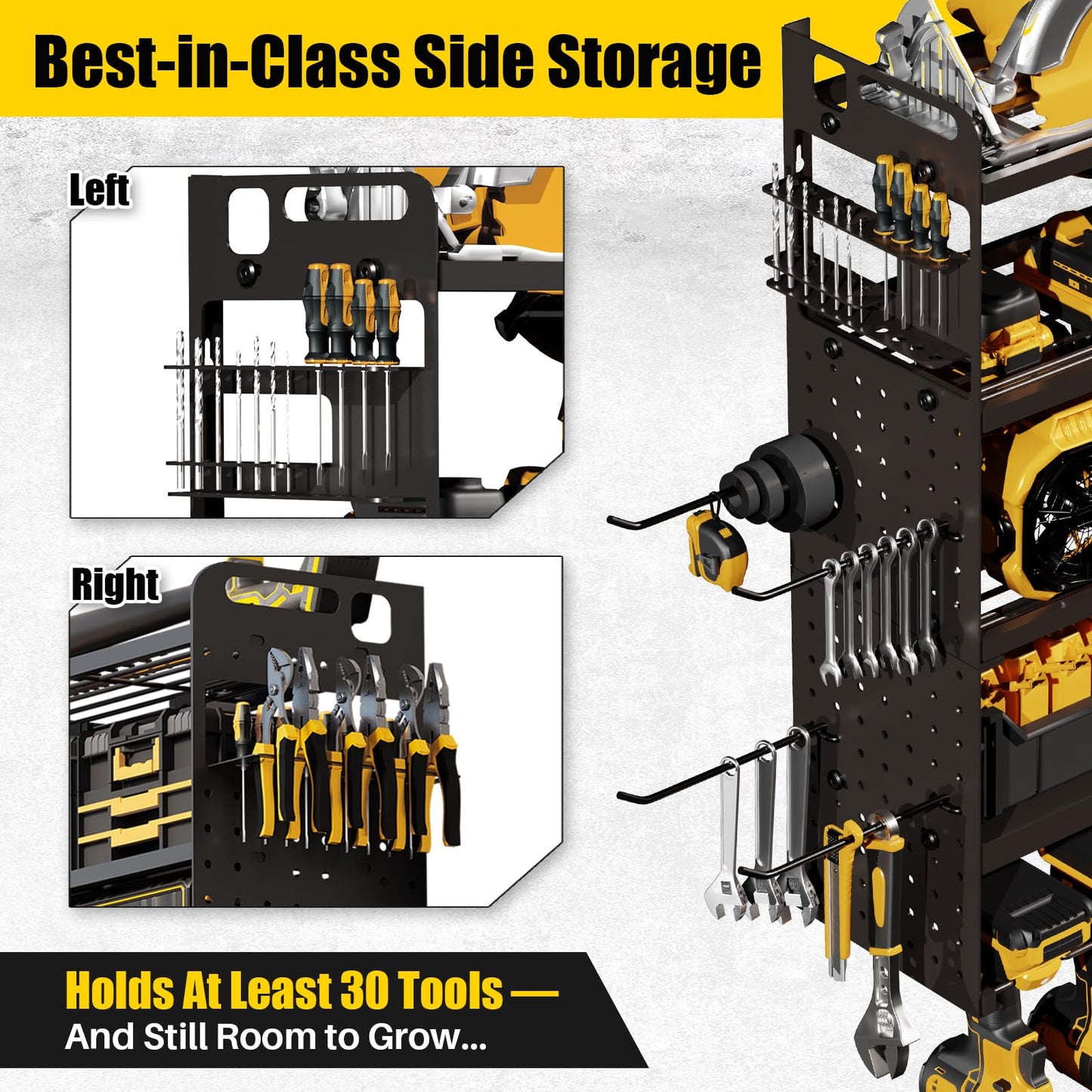 5-Tier Wall Mount Power Tool Organizer with Drill Holders