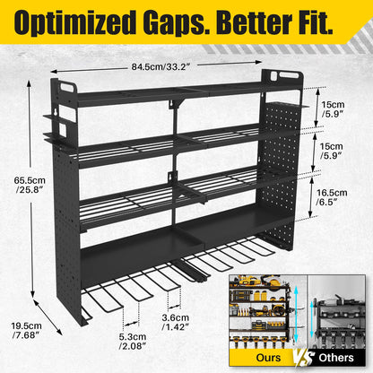 5-Tier Wall Mount Power Tool Organizer with Drill Holders