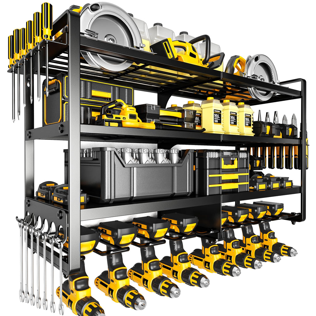 Heavy Duty Wall Mount Power Tool Storage Rack