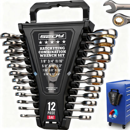 Combination Wrench Set with Magnetic Organizer
