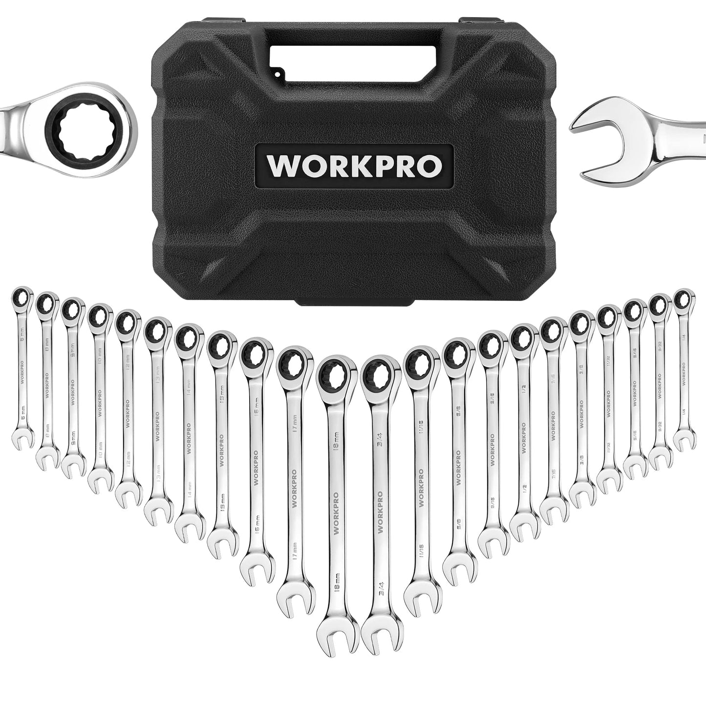 22-Piece Ratcheting Wrench Set with Organizer Box